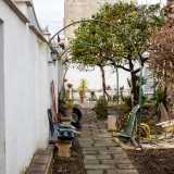 Mentre passiamo tra le aiuole, al di l� delle piante e delle palme che dominano la scena scorgiamo un verdeggiante vialetto laterale delimitato dal muro di cinta e protetto in alto da una ringhiera e da archi in ferro 